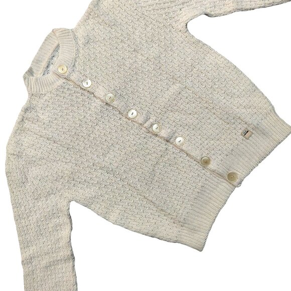 Vintage 1940s-1950s Ivory Cream Knit Long Sleeve Cardigan Sweater XXS - Picture 5 of 9
